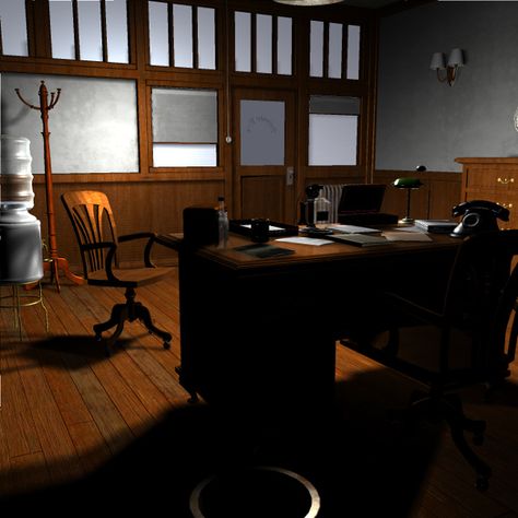 Film Noir Detective | Film Noir Detective Office (for Poser) Noir Detective Office, Film Noir Detective, Detective Office, Noir Detective, London Wall, Wood Room, Detective Agency, Office Set, Office Art