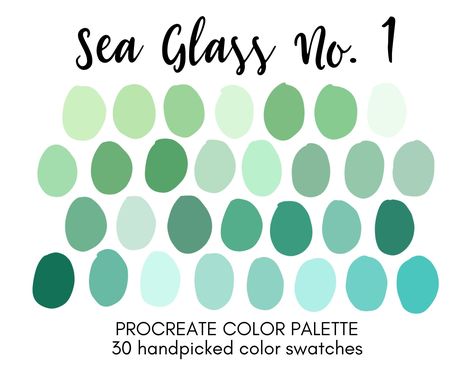 Aqua Green Color Palette, Sage Bathroom, Illustration Tools, Sea Glass Wedding, Carnation Tattoo, Procreate Palette, Boho Colors, Procreate Color Palette, Procreate Illustration