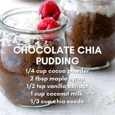 Chocolate Chia Pudding Breakfast, Chocolate Chia Seed Pudding Coconut Milk, Chocolate Coconut Chia Seed Pudding, Overnight Chocolate Chia Seed Pudding, Make Ahead Vegan Desserts, Chia Cocoa Pudding, Vegan Chocolate Chia Pudding, Chia With Coconut Milk, Dairy Free Chai Pudding