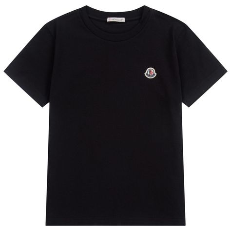 Black T-shirt for teen boys and girls by luxury French brand Moncler Enfant. Made in soft and stretchy cotton jersey, it has the brand's iconic logo patch on the chest. Moncler T Shirt, Teen Black, Shirts For Teens Boys, Shirts For Teens, Down Jackets, French Brands, Blue Logo, Blue T, Blue Tshirt