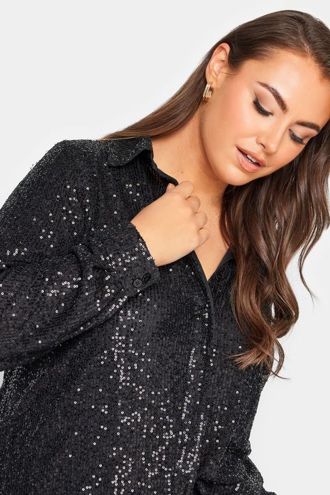 Yours Clothing Sequin Shirt Outfit, Elegant Wedding Guest Dress, Embellished Shirt, Sequin Jumpsuit, Curve Fashion, Sequin Shirt, Clothing Trends, Prom Style, Next Fashion