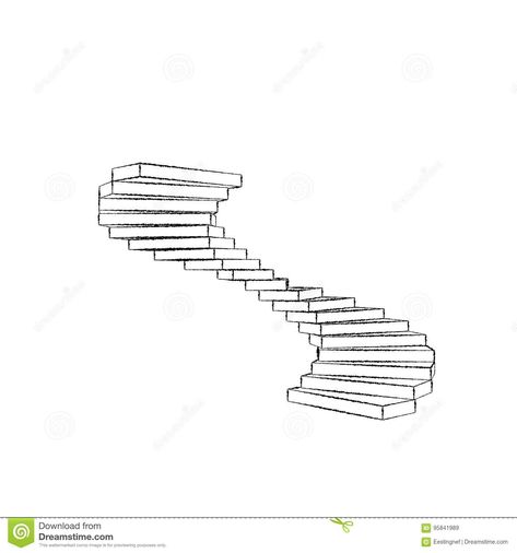 Background Sketch, Spiral Stair, Sketch Illustration, Spiral Staircase, Swirl, Stock Illustration, White Background, Stairs, Sketch