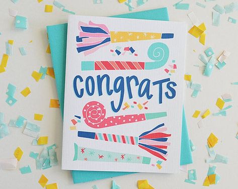 Greeting Card Graduation, Greeting Card Inspiration, Greeting Card Art, Birthday Illustration, Card Inspo, Bday Cards, Greeting Card Illustration, Confetti Party, Product Ideas