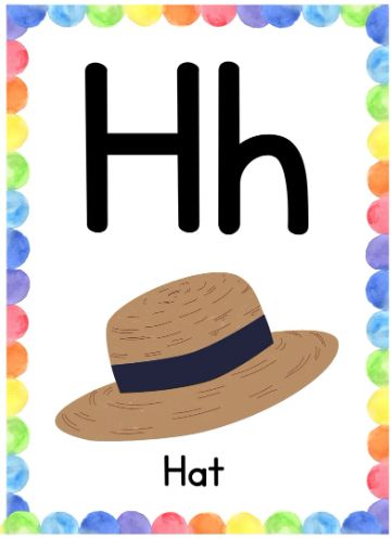 Alphabets with Example 8 Letter H Flashcards, H For Hat, Doctor Craft, Alphabet Flash Cards Printable, Easy Toddler Activities, Fruit Cartoon, Alphabet Games, Make Learning Fun, Flashcards For Kids