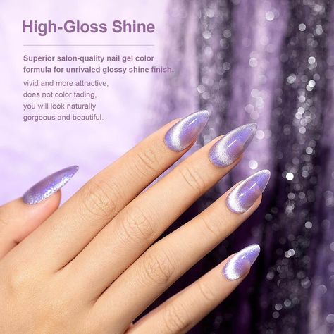 Violet Purple Aurora Velvet Cat Eye Gel Nail Polish 15 ml #564 Eye Galaxy, Cat Nail Designs, Purple Aurora, Cat Eye Nail, Cat Eye Gel Polish, Eye Nails, Magnetic Nails, Velvet Texture, Cat Eye Gel