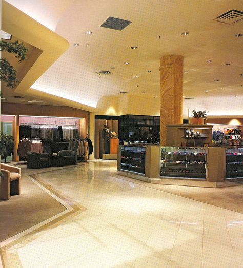 SAKS FIFTH AVENUE - PALM SPRINGS: Desert Fashion Plaza. Men's Department, 1985. Palm Springs Desert, Vintage Palm Springs, 90s Decor, Retro Desserts, 90s Aesthetics, Vintage Mall, Mall Stores, Memphis Milano, Desert Fashion