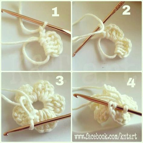 Small Crochet Flower, Crochet Puff Flower, Crochet Embellishments, Confection Au Crochet, Small Crochet, Crochet Flower Tutorial, Crochet Diy, Crochet Motifs, Crochet Flower Patterns