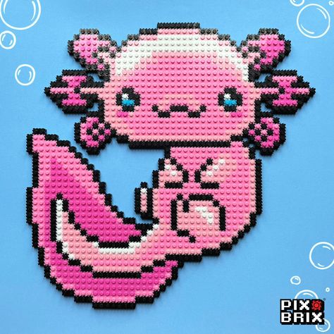 Discover our enchanting 2D PB Axolotl, ingeniously assembled from Pix Brix - no base plate, water, iron, or glue needed! 🎨💧 Marvel at the playful essence of the axolotl through this colorful creation. Swipe to admire each vibrant detail. 🔄 Did you know that Axolotls are regeneration wizards, capable of healing their heart, lungs, and even brain parts! These creatures embody the incredible potential for renewal. Axolotl Perler Beads, Axolotl Pixel Art, Brain Parts, Heart Lungs, Virgo Art, Graph Paper Drawings, Pixel Art Templates, Diy Perler Bead Crafts, Hamma Beads