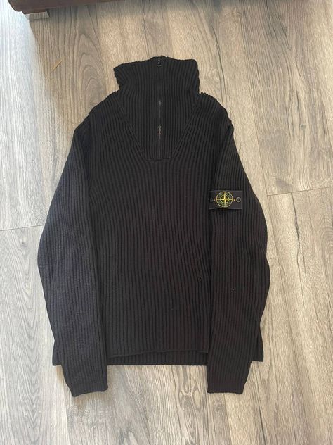 Stone Island Turtleneck Knit Sweater with Logo Badge | Grailed Wishlist Clothes, Island Man, Logo Badge, Men's Tops, Stone Island, Knit Sweater, Knitted Sweaters, Men Sweater, Turtle Neck