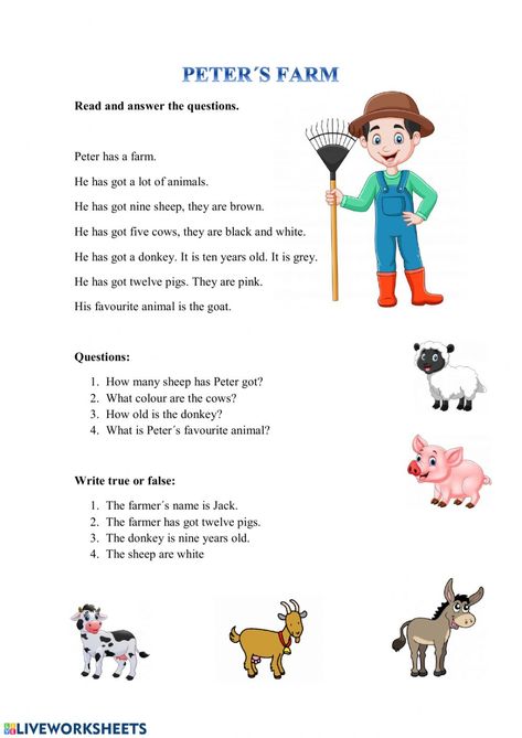 Farm Animals Worksheet, June Activities, Farm Products, Good Grammar, English For Beginners, Animal Worksheets, Esl Activities, Farm Activities, School Tool