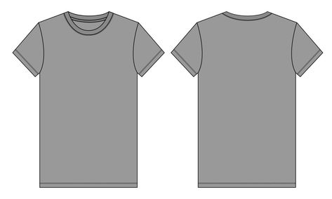 Blank T Shirt Template Front And Back, Grey Tshirt Design, Illustration Basic, Fashion Flat Sketch, Mock Up T Shirt, T Shirt Sketch, Color Template, Shirt Sketch, Gray Hoodies