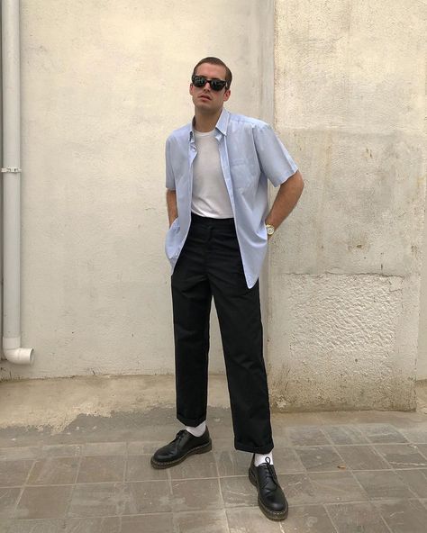 Dr. Martens on Instagram: “Sharp, refined style. The 1461 shoe is a cult classic, initially made for industry and adopted by you. Show us yours with #drmartensstyle.” Doc Martens 1461 Outfit Summer, Heart Doc Martens Outfit, Dr Marten 1461 Outfit Men, Men’s Dr Martens Outfit, Doc Martens Loafers Outfit Mens, Styling Doc Martens Men, Doc 1461 Outfit, Dr Martens Low Outfit Men, Dr Martens Loafers Outfit Men