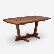 GEORGE NAKASHIMA, Conoid dining table | Wright20.com Nakashima Furniture, Craftsman Furniture, George Nakashima, 20th Century Studios, Japanese Woodworking, American Black Walnut, New Wife, Mexican Folk Art, Black Walnut