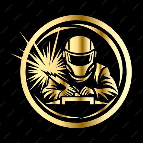 Retro Welder Logo Vector Image of Welding Isolated on Black Professional Design | Premium AI-generated vector Welder Logo, Welding Stickers, Welding Logo, Metal Manufacturing, Metal Garage, Helmet Logo, Metal Garages, Metal Shop, Professional Design