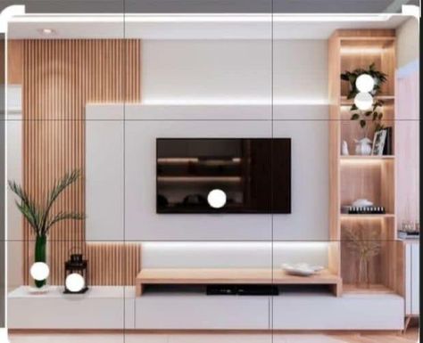 Bedrop Tv, Tv Cabinet Design Modern, Lcd Wall, Ruang Tv, Wall Unit Designs, Modern Tv Wall Units, Tv Unit Interior Design, Modern Tv Units, Wall Tv Unit Design