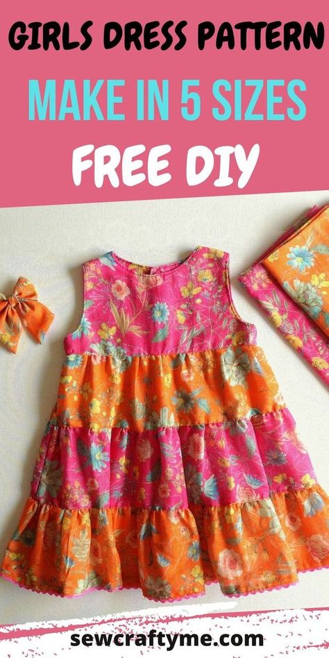 Tiered Dress Pattern, Girls Dress Pattern Free, Toddler Dress Patterns, Baby Clothes Patterns Sewing, Kids Clothes Patterns, Girls Dress Sewing Patterns, Sewing Kids Clothes, Girl Dress Pattern, Dress Patterns Free