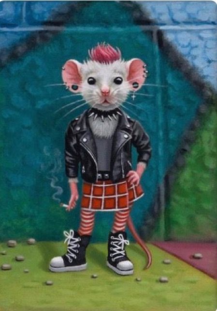 Olga Ponomarenko | Divergent Mice Olga Ponomarenko, Punk Drawing, Mouse Illustration, Mouse Drawing, Funny Mouse, A Punk, Cartoon Profile, Rabbit Art, Punk Rocker