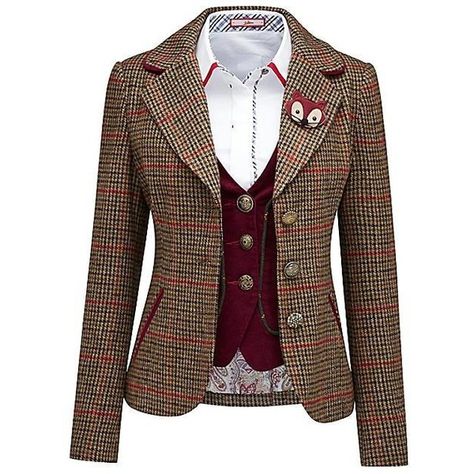 Funky Fox Jacket by Joe Browns (561.980 RUB) ❤ liked on Polyvore featuring outerwear, jackets, fox jackets, brown jacket, button jacket, joe browns and brown tweed jacket Joe Browns Clothes, Mode Style Anglais, Fox Jacket, Check Blazer, Clothing Shopping, Chique Outfits, Country Fashion, Joe Browns, Autumn Outfits