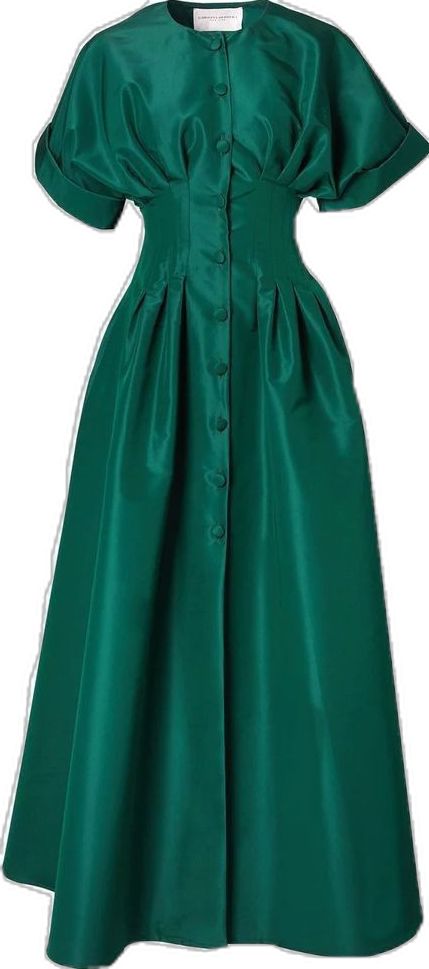 Carolina Herrera Gown, Designer Evening Gowns, Designer Evening Dresses, Racing Green, Rolled Sleeves, Silk Gown, Dress Inspiration, Looks Style, Carolina Herrera