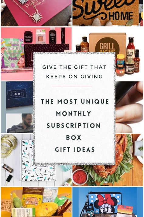 Give the gift that keeps on giving with my list of the Coolest Monthly Subscription Box Gift Ideas for all interests! From pets to makeup and beer we've got ya covered with these fun subscription box ideas. #subscribe #gift #giftbox #monthly #giftidea #christmasgifts #clubgift #christmasgiftguide #giftguide Monthly Gift Box Subscriptions, Subscription Ideas, Best Monthly Subscription Boxes, Box Gift Ideas, Subscription Box Business, Sparkle Box, Craft Box Subscription, Christmas Delights, Best Subscription Boxes