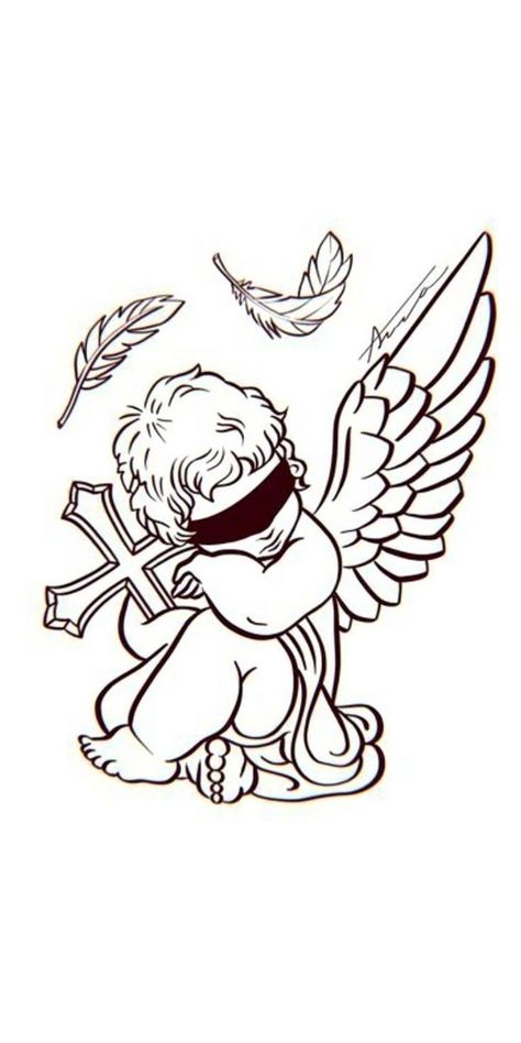 Angel With Wings, Half Sleeve Tattoos Drawings, Tattoo Floral, Tattoo Japanese, Tattoo Animal, Tattoo Outline Drawing, Wicked Tattoos, Chicano Drawings, Graphic Design Images