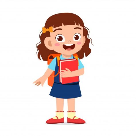 Niña feliz niño lindo listo para ir a la... | Premium Vector #Freepik #vector #escuela #personas #educacion #chica Kids Cartoon Characters, Cute Donkey, School Illustration, Desain Buklet, Cartoon Clip, School Cartoon, Kids Vector, School Clipart, Go To School