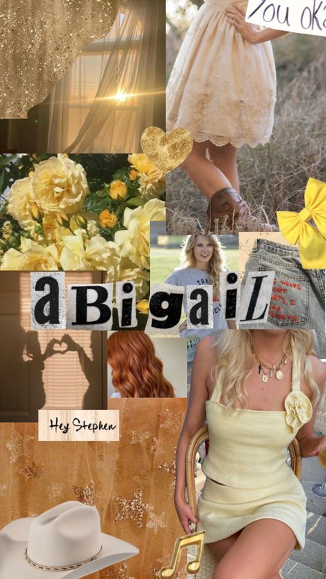 Taylor Swift Name Aesthetic Abigail #fearless #fearlesstaylorsversion #taylorswift #taylornation #abigail #redheadnamedabigail #yellowaesthetic #valentinesdaymovie #imonthedanceteam Abigail + Core + Aesthetic, Abigail Aesthetic, Name Aesthetic, Aesthetic Names, Name Wallpaper, Taylor Swift Wallpaper, Long Live Taylor Swift, Live Taylor, Yellow Aesthetic