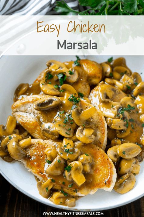 Healthy Chicken Marsala, Optavia Chicken, Easy Chicken Marsala, Tuscan Salmon Recipe, Chicken Marsala Recipe, Chicken Marsala Easy, Marsala Recipe, Creamy Mushroom Chicken, Marsala Chicken Recipes