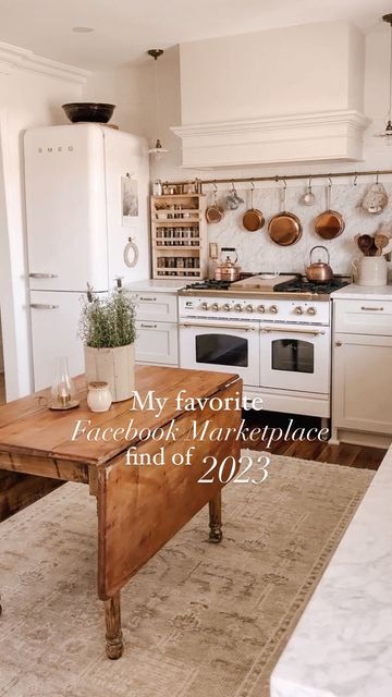 Hannah | Thistle Harvest on Instagram: "This antique drop leaf table was my favorite Facebook Marketplace find from 2023. ✨ I got it for a steal and it was stored in someone’s barn. I believe the owner had got it at an estate sale a long time ago. She’s sturdy and adds so much character to our kitchen. Did you score a beloved second hand find this year? I’d love to hear what it is! . . . #renovationdiaries #seasonpoetry #softaesthetic #interiorrenovation #elegantstyle #cottagecore #frenchvibes cottage life, English cottage, home takes time, interior decorating ideas #showmeyourstyled #cottagedreams #makehomeyours #cottagekitchen" Cottage Home Remodel, English Cottage Kitchen Table, Cottage Core Kitchen Table, English Cottage Style Kitchen, Cottage Kitchen Table, Antique Drop Leaf Table, English Cottage Kitchens, Cottage Core Kitchen, New England Cottage