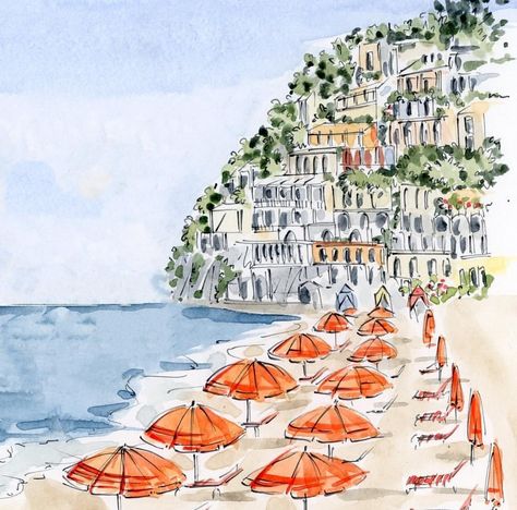 Movie Watercolor Art, Beach House Drawing, Widgets Summer, Hush Art, Clothing Line Business, Paige Desorbo, Riley Sheehey, Girly Prints, Coastal Watercolor