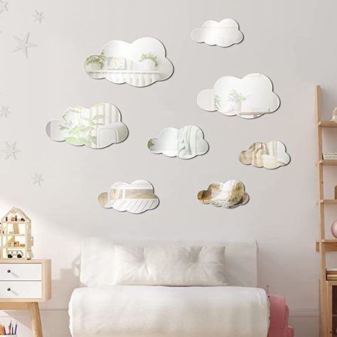 Playroom/living Room, Cloud Decal, Cloud Mirror, Cloud Wall Decal, Shape Mirror, Mirror Decals, Cloud Decoration, Living Room Themes, Cloud Shape