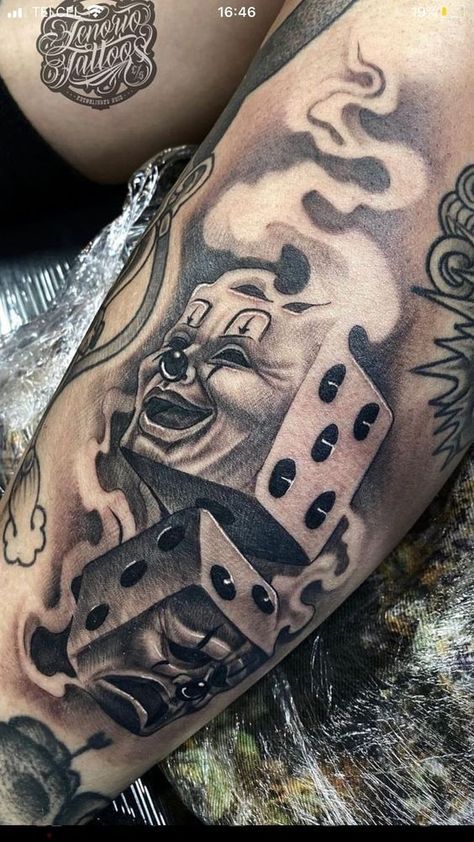 Sneaker Tattoo Design, Pound Sign Tattoo, 2 Dollar Bill Tattoo, Norte Tattoos, Chicano Style Tattoo Design, Money Hungry Tattoo, Dice Tattoo Design, Prison Style Tattoos, Gambling Tattoo Ideas