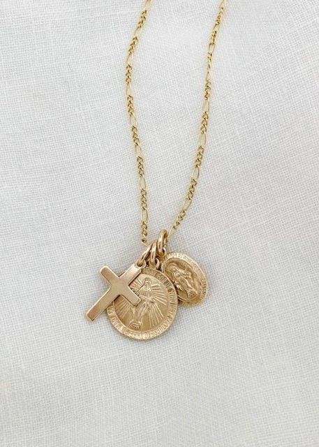 JAMES MICHELLE JEWELRY on Instagram Melissa Schemmenti, Rosary Mary, Abbott Elementary, Beautiful Chokers, Faith Necklace, Faith Jewelry, Catholic Jewelry, Stacked Jewelry, Miraculous Medal