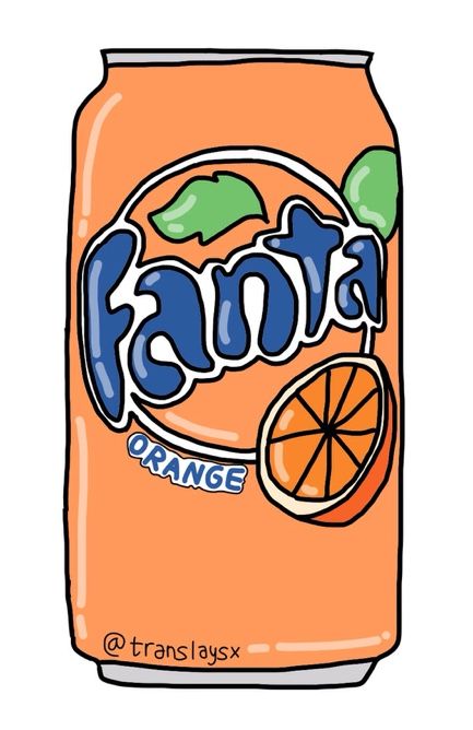 Squishy Food, Preppy Stickers, Fanta Can, Tumblr Stickers, Orange Soda, Paper Animals, Food Stickers, Cute Kawaii Drawings, Cute Easy Drawings