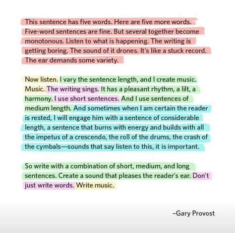 Labor English Zone: Write music, by Gary Provost Video Project, Word Sentences, Sentence Structure, Easy Reading, Teaching Writing, Writing Advice, More Words, Writing Help, Writing Inspiration