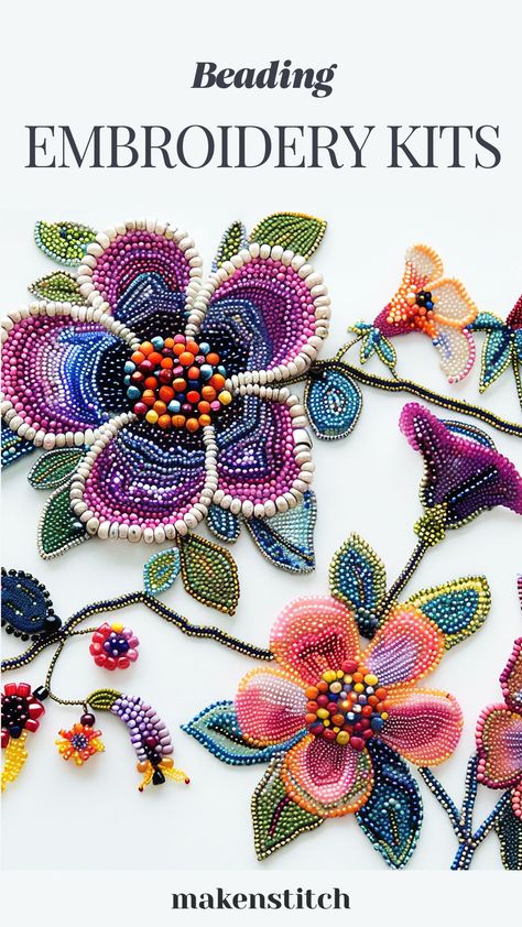 Discover top bead embroidery kits and start crafting your own stunning beaded art. Perfect for beginners and pros alike. Bead Drawing, Beads Embroidery Patterns, Seed Bead Embroidery On Fabric, Creative Tops, Flower Beads Embroidery, Types Of Beads For Embroidery, Bead Painting, Diy Embellishments, Beaded Designs