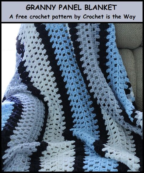 The Granny Panel Blanket by Crochet is the Way Afghan Patterns, Crochet Afghans, Afghan Blanket, Afghan Crochet Patterns, Crochet Home, Knitted Blankets, Baby Blanket Crochet, Crochet Blanket Patterns, Crochet Afghan