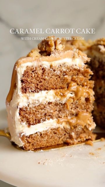 Caramel Cream Cake Recipe, Carrot Cake With Caramel Drizzle, Maple Caramel Carrot Cake, Carrot And Caramel Cake, Carrot Caramel Cake, Caramel Carrot Cake Recipe, Carrot Dessert Recipes, Carrot Cake With Caramel, Carrot Cake Desserts