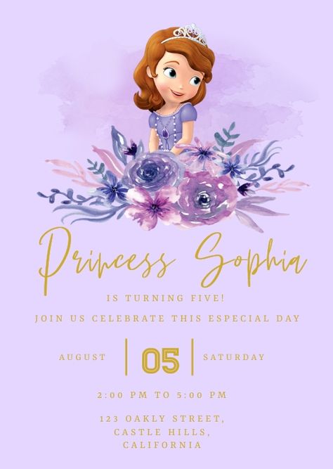 Sofia the first Sofia The First Birthday Invitations, Princess Sofia Birthday Invitations, Sofia The First Invitation Template, Sofia Birthday Invitation, Princess Sofia Invitations, Princess Sofia Birthday, Alphabet Letter Templates, Princesa Sophia, Cake Wallpaper