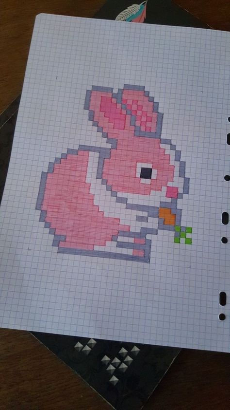 Graph Paper Drawings, Easy Pixel Art, Pixel Art Templates, Bunny Drawing, Pixel Drawing, Pixel Art Grid, Graph Paper Art, Pix Art, Drawing Block