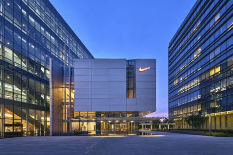 TVA Architects — Nike | Asian Corporate Headquarters Nike Company Building, Nike Corporate Office, Nike Headquarters Oregon, Corporate Headquarters Architecture, Nike Headquarters, Nike Office, Nike Company, Office Headquarters, Outdoor Sports Court