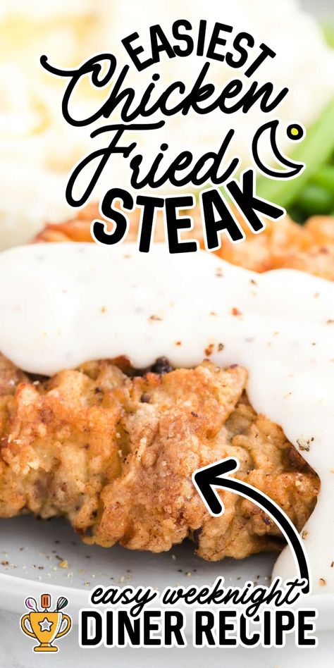 Discover the perfect homemade Chicken Fried Steak recipe, complete with crispy coating and creamy gravy, ideal for a hearty meal. Chicken Fried Steak Easy, Country Fried Steak Recipe, Chicken Fried Steak Recipe, Breaded Steak, Ic Recipes, Fried Steak Recipes, Country Fried Steak, Cube Steak Recipes, White Gravy