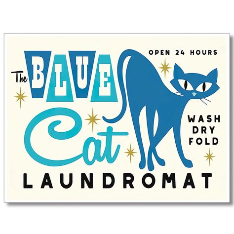 PRICES MAY VARY. 🖼️【Notes】 For our laundry room decor sizes, it should be noticed that dimension of 12*16in,etc. is ONLY for blue cat poster content, 1cm blank space arround is for your alternative frame methods. Blank spaces can be cut off and won't damage the cute cat laundry posters aesthetic if you don't need them. 🖼️【Durable & High Quality】 Our laundry room wall decor are made of high-quality canvas material to ensure durability. Funny laundry room signs are protected with shrink film wrapped on corners to avoid damage during shipping way. 🖼️【Delightful & Fashion Wall Art Decor】 Get this laundry cat wall art posters ready to hang. A stunning piece of wall art will evoke the curiosity of your guests while giving your wall a distinctive look. Our cat poster can brighten your laundry Modern Kitchen Art, Colorful Mid Century Modern, Laundry Wall Art, Mid Century Modern Art Print, Atomic Cat, Laundry Sign, Laundry Design, Laundry Signs, Black Cat Art