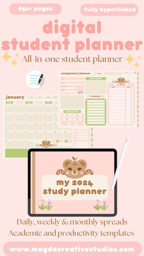 2024 Digital Student Planner | GoodNotes Digital planner | Aesthetic Study Planner | College Planner theawesomeplanner #questionnairesforplanners #freewallpapers🍬 Aesthetic Study Planner, Planner Aesthetic Ideas, Goodnotes Student Planner, Goodnotes Planner Template, Study Planner Printable Free, College Plan, Planner Template Aesthetic, Study Planner Free, Planner Monthly Layout