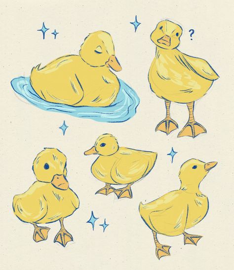 Animal Pairs Drawing, Fat Duck Drawing, Draw Duck Easy, Silly Duck Drawing, How To Draw Ducks, Duckling Doodle, Cute Duckling Drawing, Cute Duck Illustration, Duckling Illustration