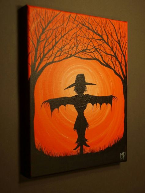 Scarecrow. Expressive Drawing, Halloween Canvas Paintings, Halloween Canvas Art, Silk Painting Techniques, Imprimibles Halloween, Fall Canvas Painting, Fall Canvas, Paint Parties, Holiday Painting