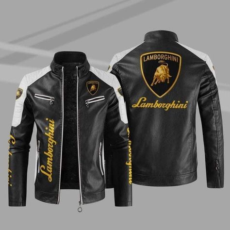 $ 130 Lamborghini Motorcycles Racing Faux Leather Jacket. Free Shipping US Harley Davidson Sport, Porsche Collection, Lamborghini Logo, Harley Davidson Leather Jackets, Bike Jacket, Bmw Motorsport, Harley Davidson Bike, Collar Leather Jacket, Davidson Bike