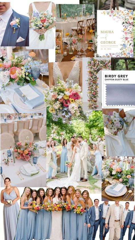 Blue Wildflower Wedding, Pastel Blue Wedding, Pastel Wedding Colors, Pastel Wedding Theme, Wedding Theme Color Schemes, Wildflower Wedding Theme, Sussex Wedding, Blue Themed Wedding, Dusty Blue Wedding