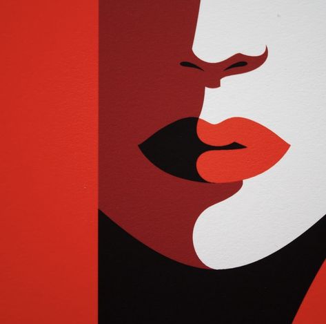 Red Monochromatic, Lips Illustration, Monochromatic Painting, Red Sparrow, Malika Favre, Red Artwork, Contemporary Art Canvas, Deco Studio, Gouache Illustrations