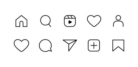 social media flat icons set notification speech bubble for like share save comment buttons Camera Search Heart Home web symbols and icons Free Vector Search Icon Aesthetic, Search Symbol, Website Symbol, Best Hd Background, Instagram Symbols, Instagram Heart, Instagram Graphics, Flat Icons Set, Drawing Journal